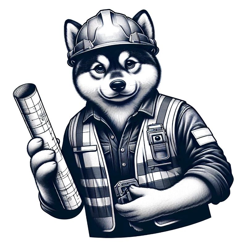 Chien mignon ouvrier de la construction