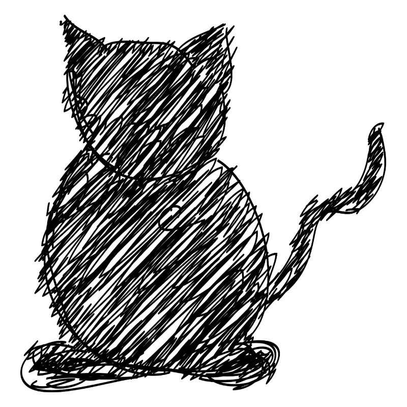 Cat Scribble Drawing Animal Gift