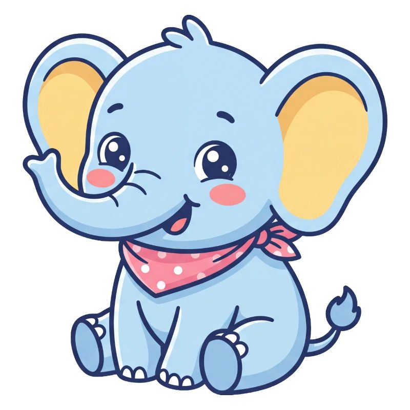 Bandana Bébé Éléphant Bleu