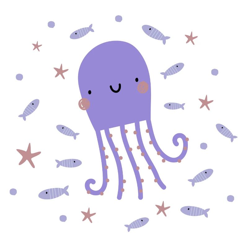 Octopus, fish and starfish | Aquarium | Boho