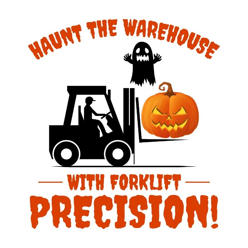 Halloween Ghost Forklift Operator Pumpkin Funny