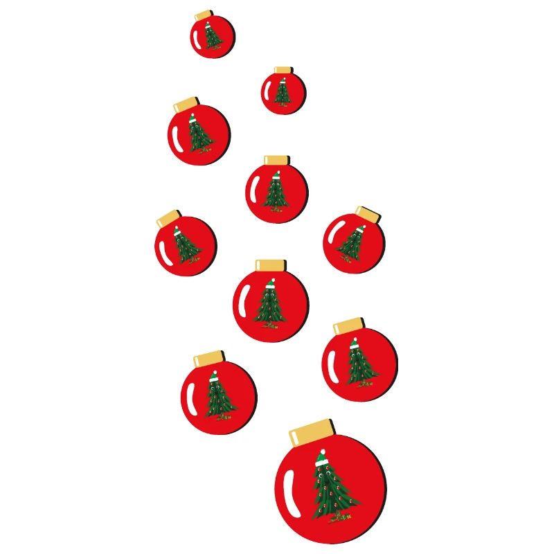 Wilde Weihnachtskugeln mit Weihnachtsbäumen.