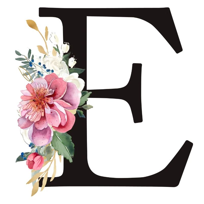 Customizable Monogram E Floral Pink White