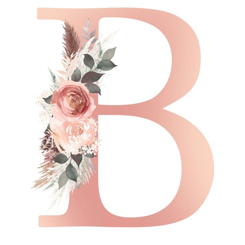Customizable Monogram B Flowers Boho
