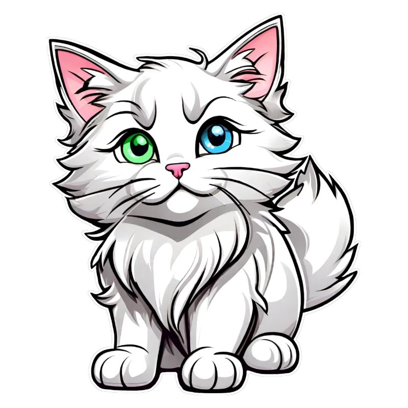 Chat blanc mignon avec des yeux différents