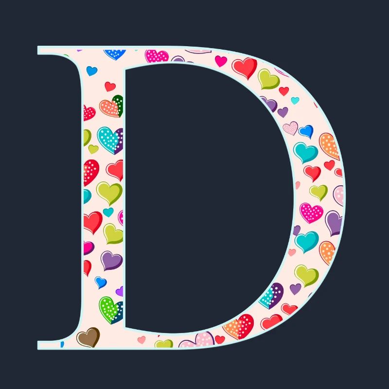 Customizable Monogram D Heart Pattern