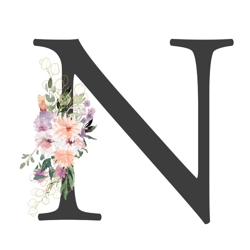 Lettre N, Monogramme, Fleurs