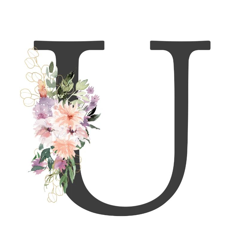 Lettre U, Monogramme, Fleurs