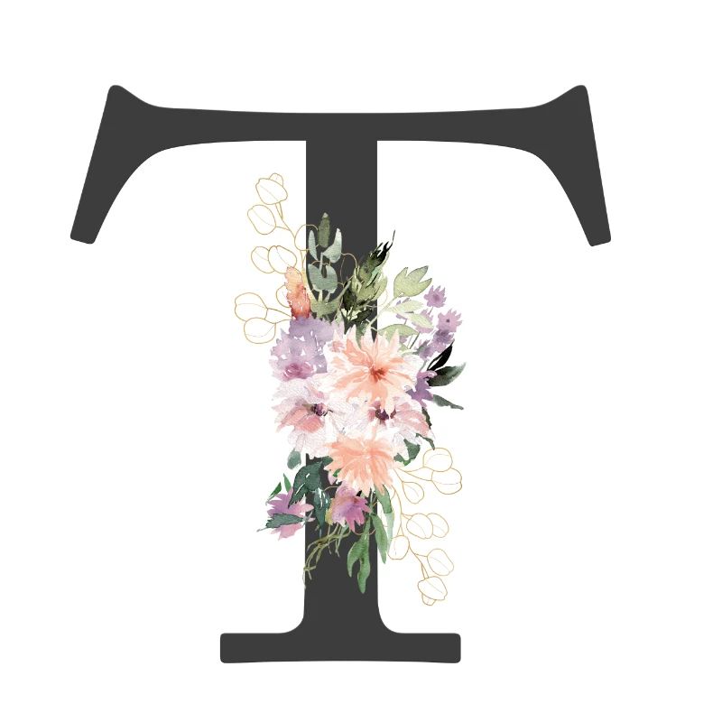 Lettre T, Monogramme, Fleurs