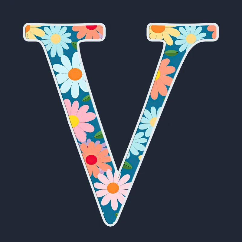 Customizable Monogram V Floral Pattern