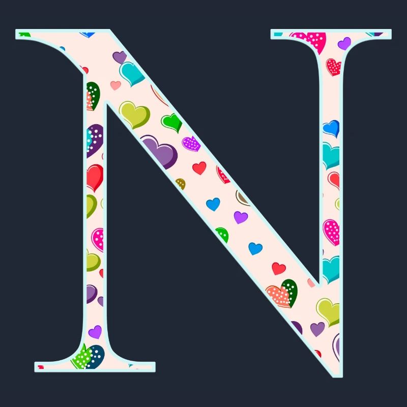 Customizable Monogram N Heart Pattern