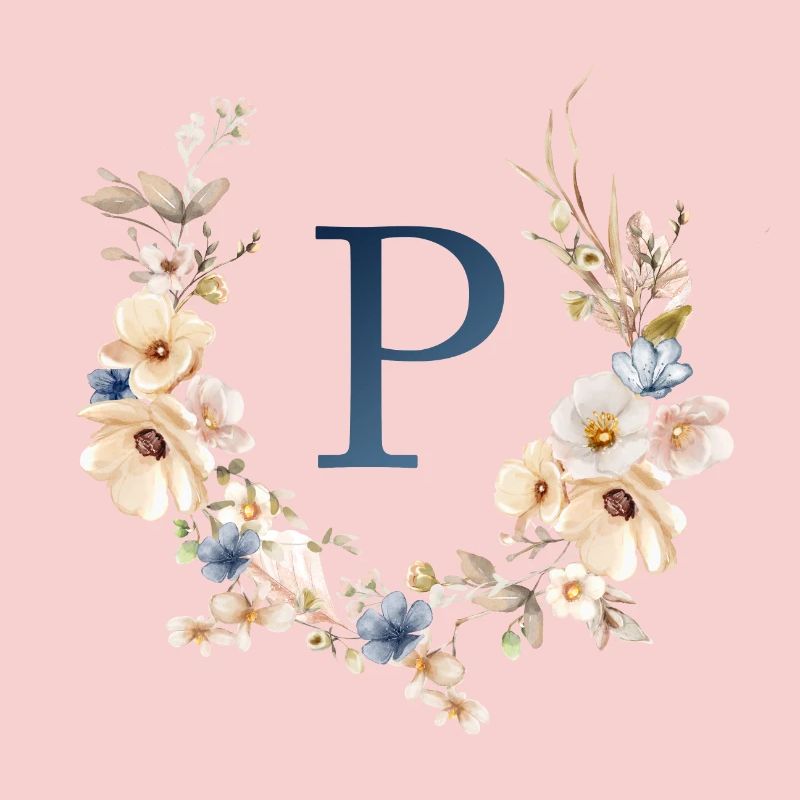 P Monogram, Floral, Boho