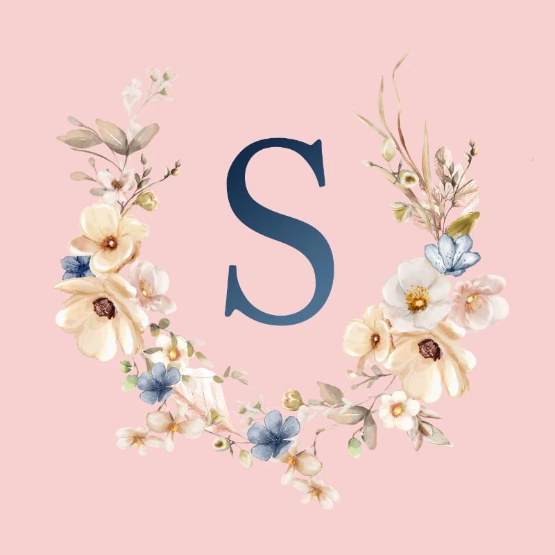 S monogramme, Floral, Boho