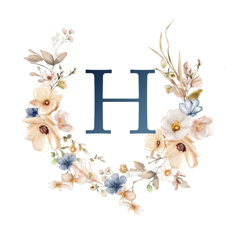 H Monogram, Floral, Boho
