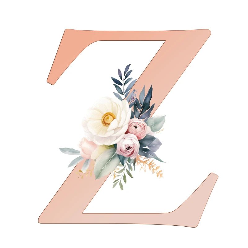 Z Monogram, Floral, Boho