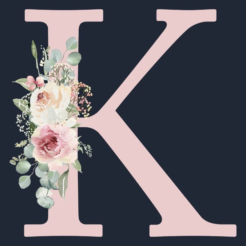 K| Monogramme | Eucalyptus Pastel Fleur Bleu