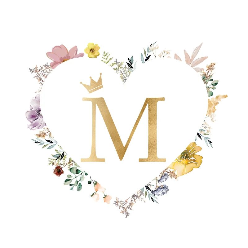 Buchstabe M, Monogramm, Herz, personalisierbar