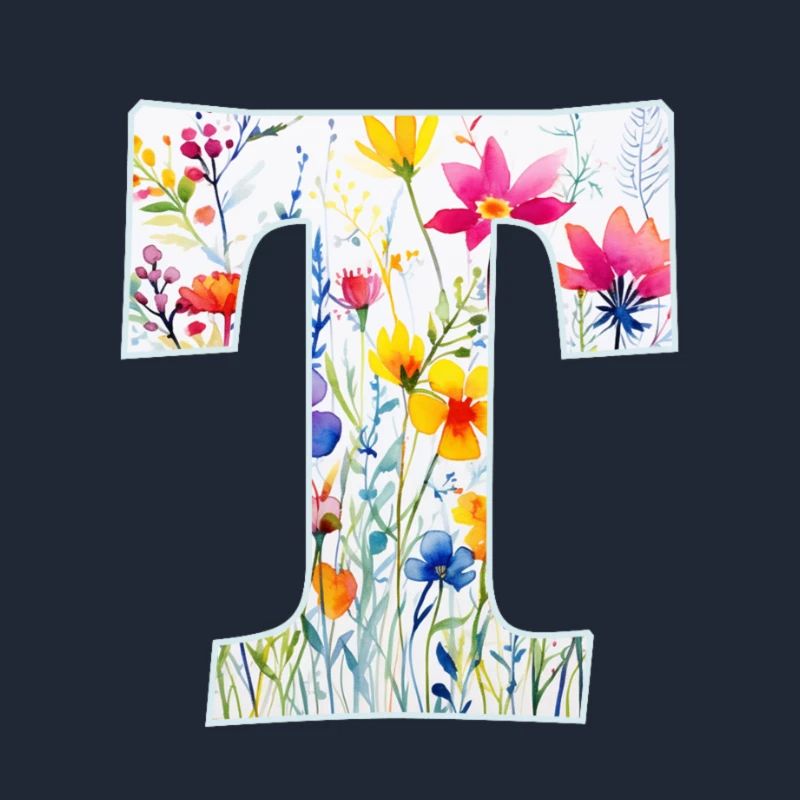 Buchstabe T, Monogramm, Blumenmuster