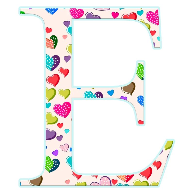 Customizable Monogram E Heart Pattern
