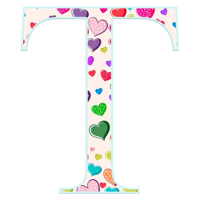Customizable Monogram T Heart Pattern
