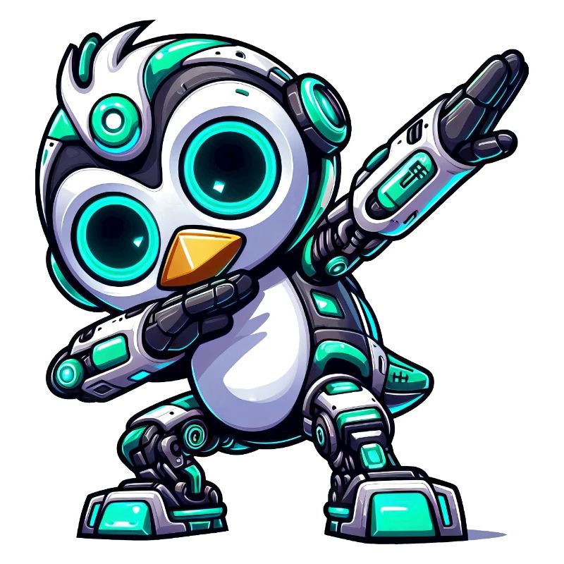 Cool pingouin robot cyborg robot astronaute dab