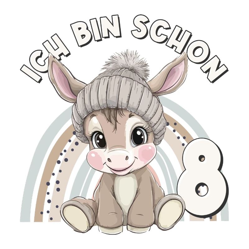 8. Geburtstag Esel Regenbogen Süß Niedlich