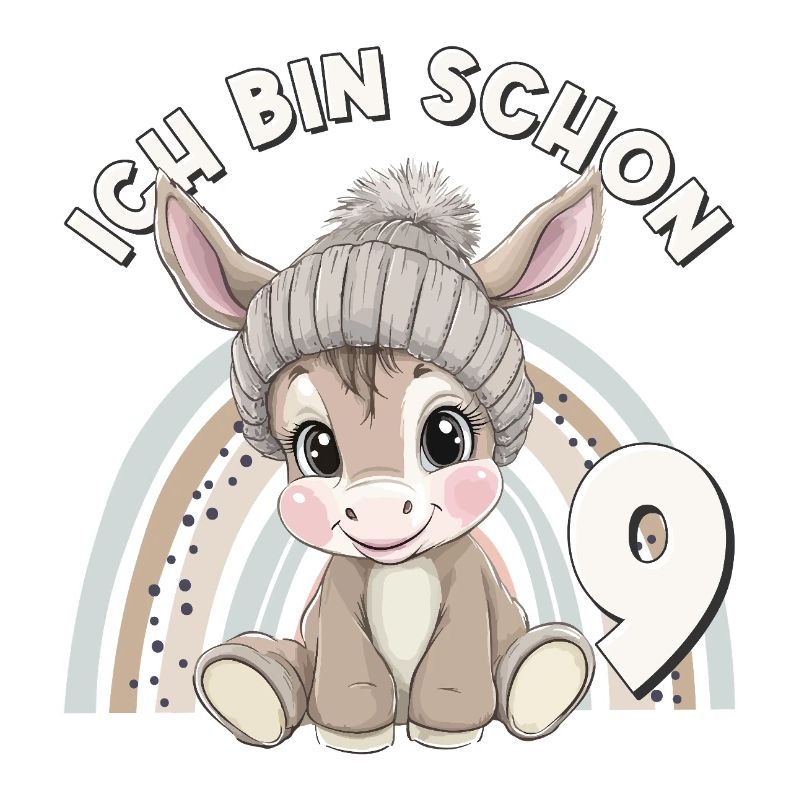 9. Geburtstag Esel Regenbogen Süß Niedlich