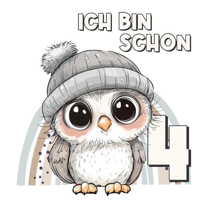 4. Geburtstag Eule Regenbogen Süß Niedlich