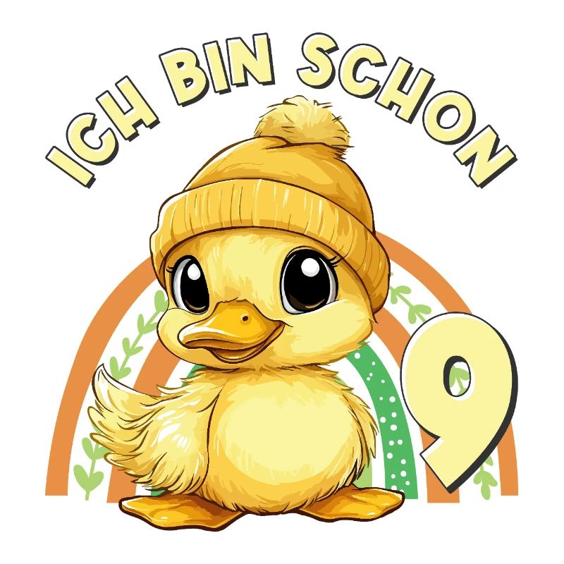 9. Geburtstag Ente Regenbogen Süß Niedlich