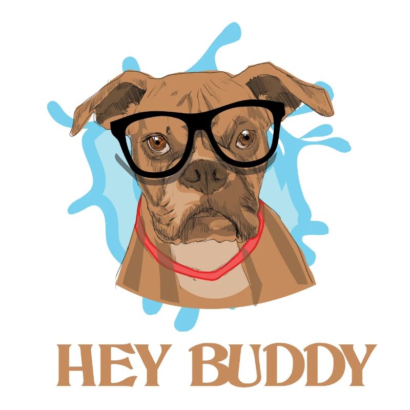 Nerd dog smart boxer with glasses