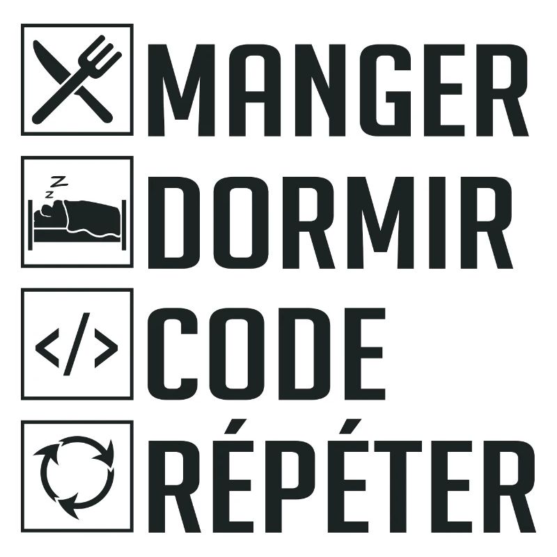 Manger, Dormir, Code, Répéter