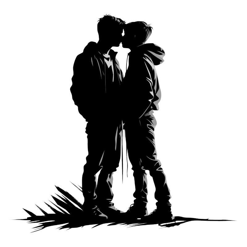 Deux garçons s’embrassent