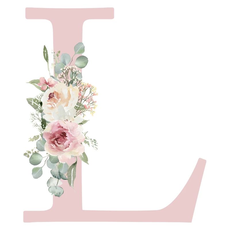 L | Monogramme | Eucalyptus Pastel Fleur Bleu
