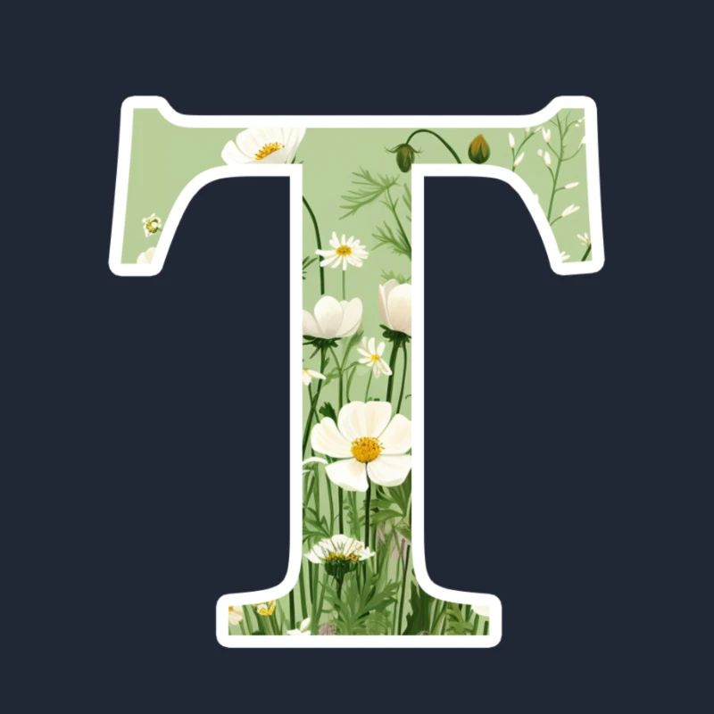 Letter T, Monogram, Floral Pattern