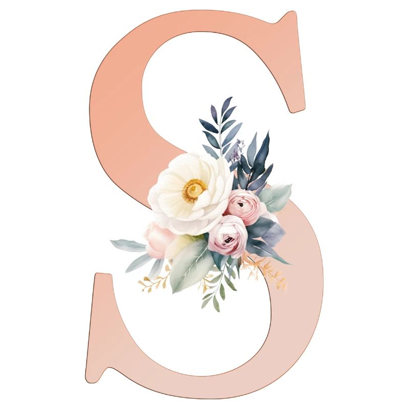 S Monogram, Floral, Boho