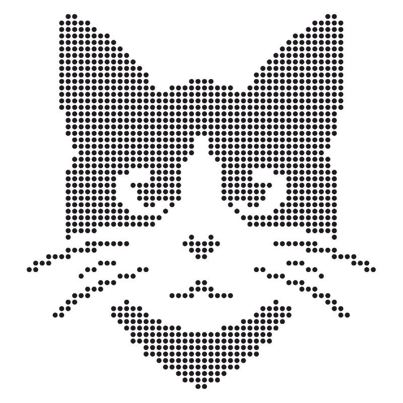 Silhouette de visage de chat à points