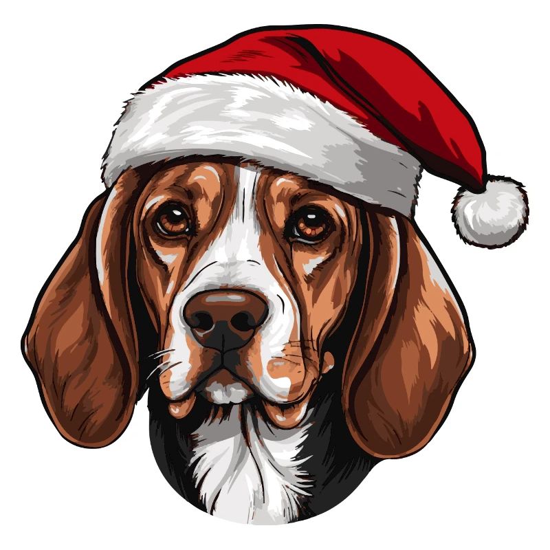 Tête de chien Beagle Noël Noël