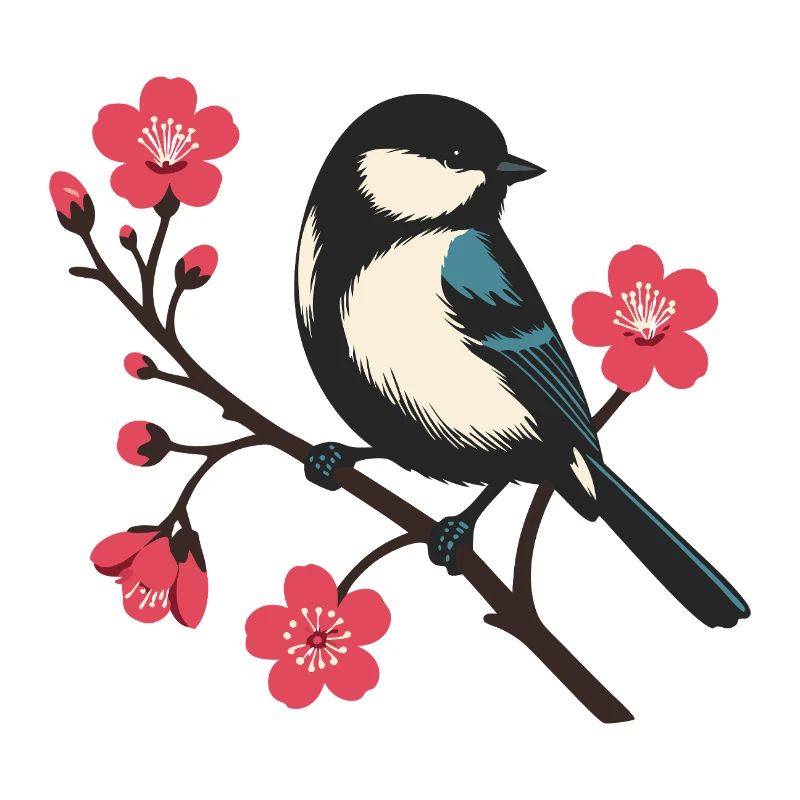 Cherry Blossom Bird - Spring Serenity Art