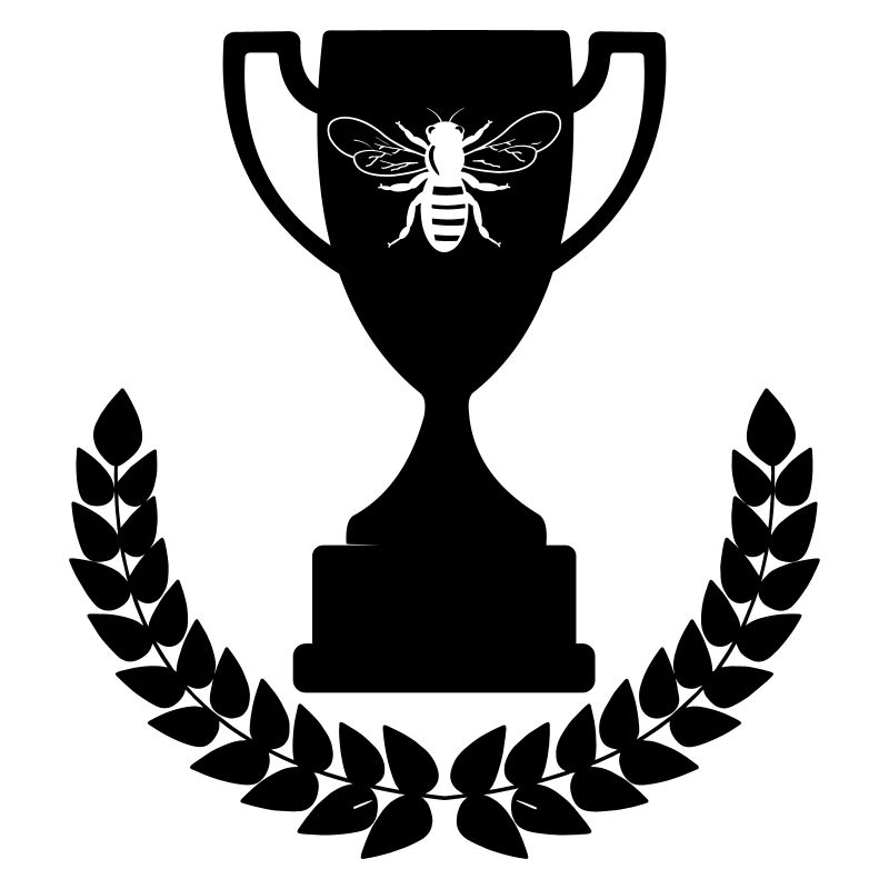 Cup with cut-out bee and laurel wreath