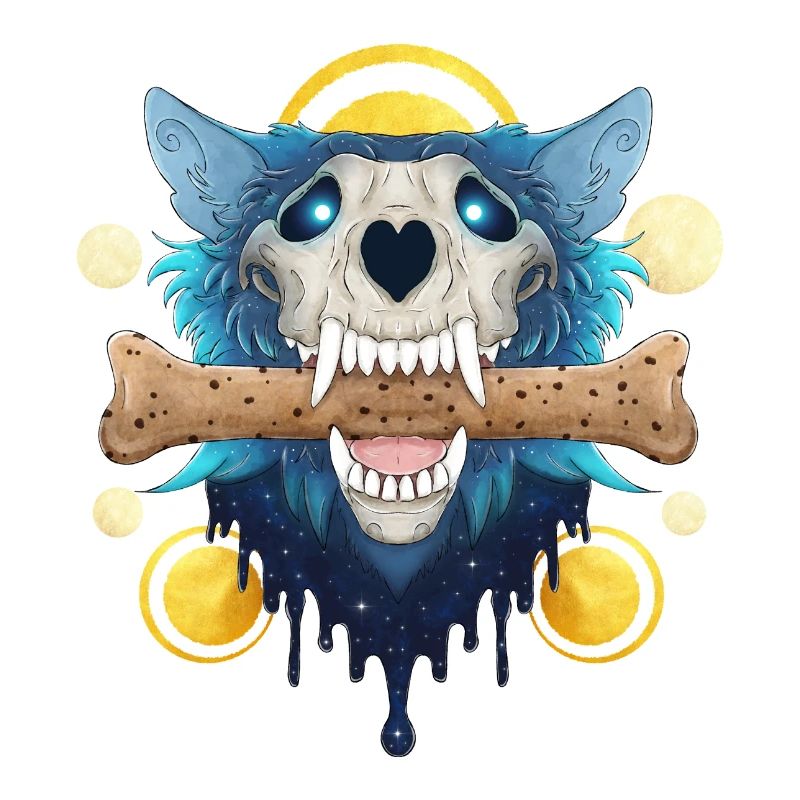 Hellhound Skull Gold - Dämonischer Wolf & Keksknochen
