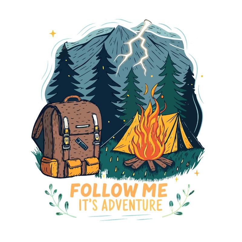Aventure Nature Éclairée avec Feu de Camp