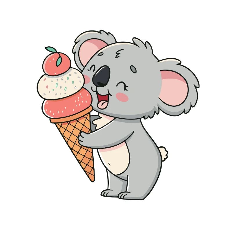 Koala gourmand et cornet de glace