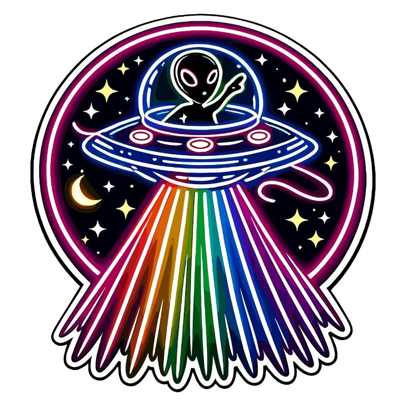 UFO Neon Alien Rainbow Alien Space