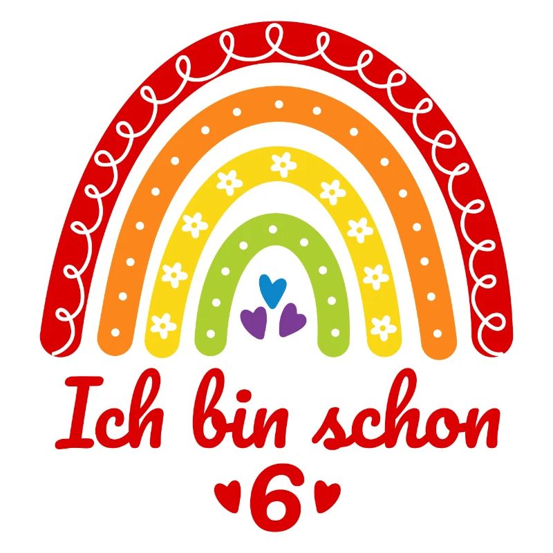 6. Geburtstag Mädchen Regenbogen Ich bin schon 6