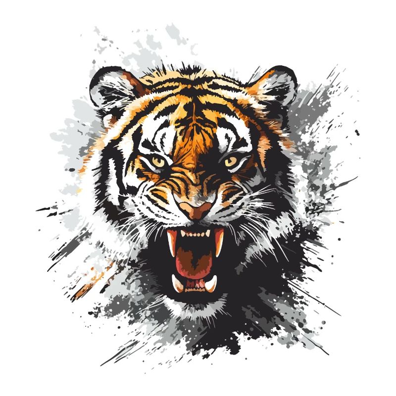 Tiger Head Predator Nature Wilderness Splash