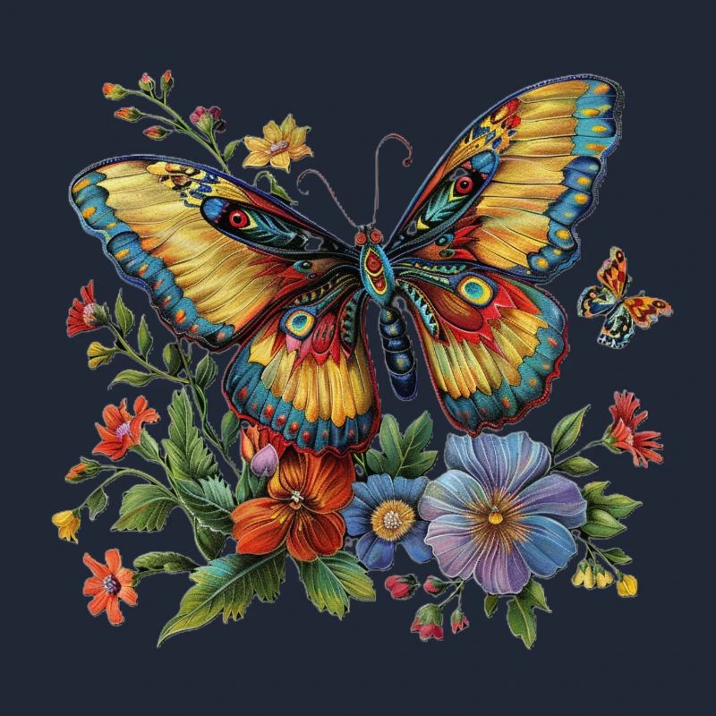 Papillon avec des fleurs