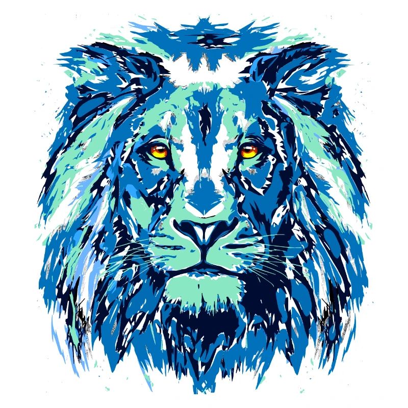 Blauer Löwe - Löwenkopf - Sternzeichen Löwe