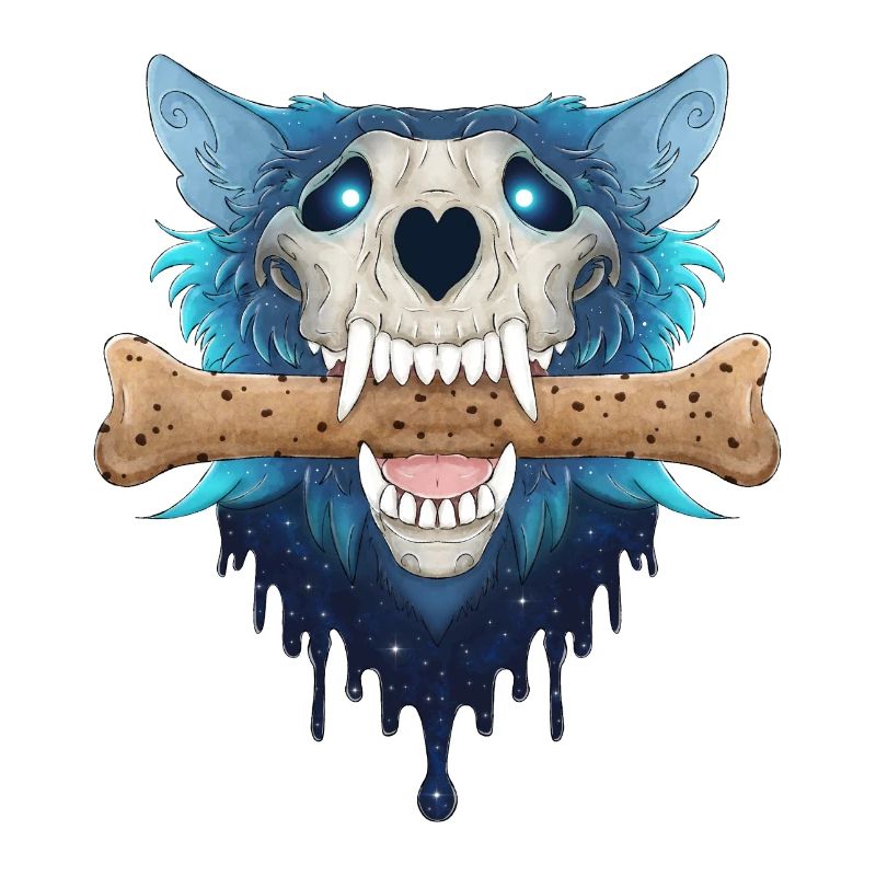 Hellhound Skull - Demonic Blue Wolf & Cookie Bone
