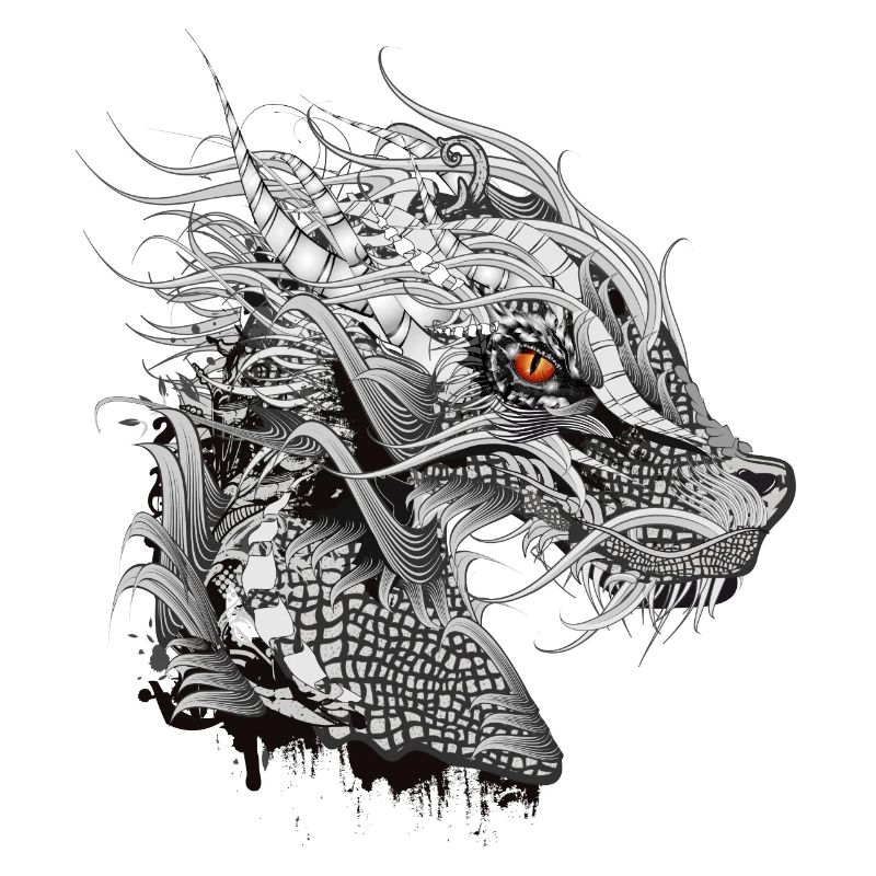 artfully designed mystical dragon head