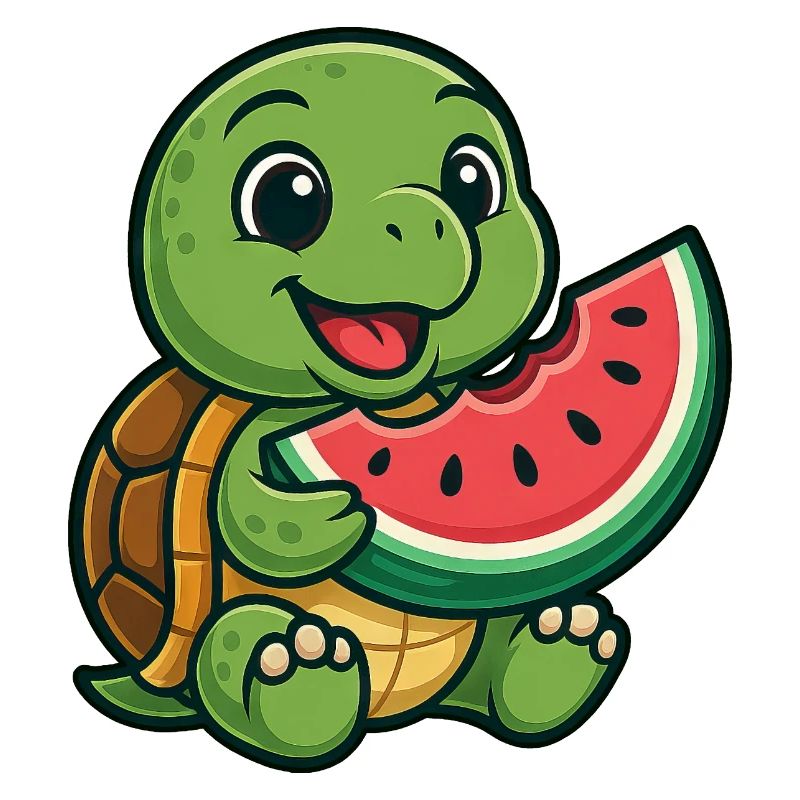Cute turtle with melon summer design